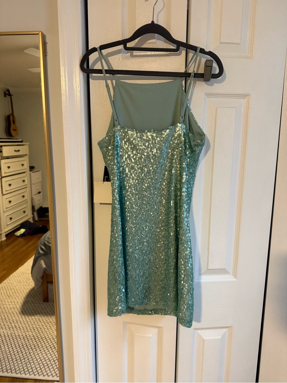 Sequin Halter Mini Dress in Mint Green - lulus - Picture 5 of 6